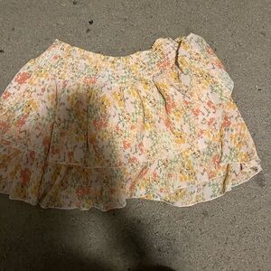 Forever 21 Cream Bubble Mini Skirt Smocked Ruffled Casual